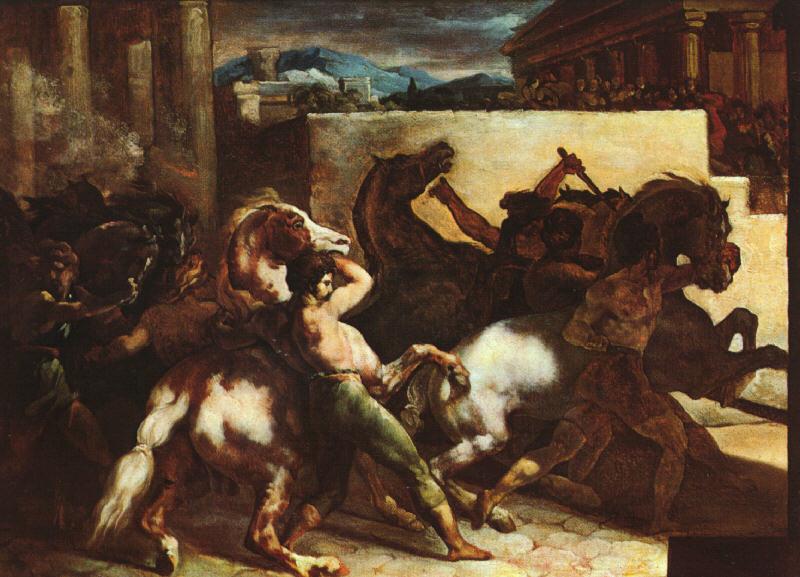  Theodore   Gericault The Race of the Barbary Horses France oil painting art
